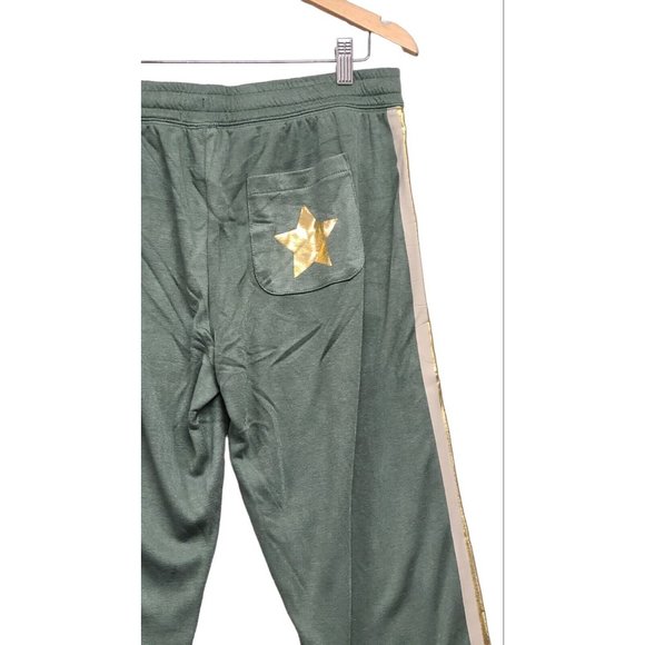 PJ Salvage  Jogger Pants Womens Medium Green Gold Star Status  Loungewear - Picture 6 of 12